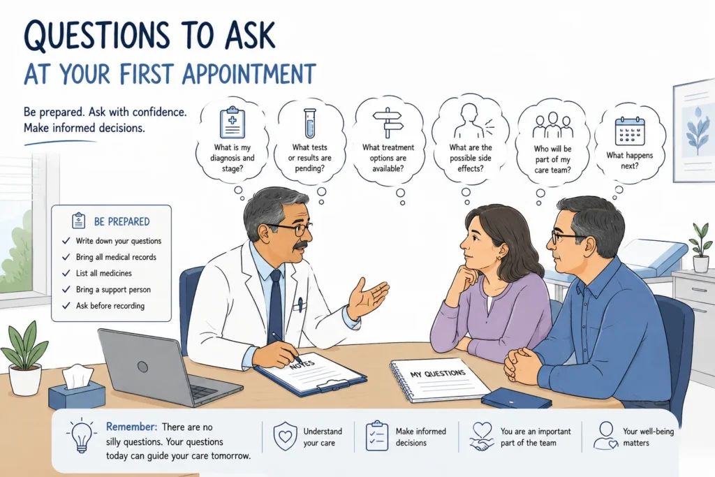 Questions to ask at your first oncology appointment
